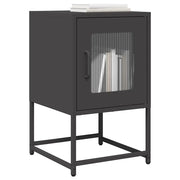 Comodino Nero 36x39x60,5 cm in Acciaio Laminato a Freddo 853326