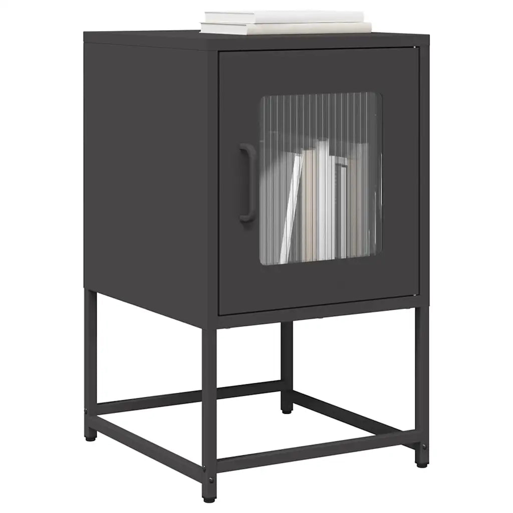 Comodino Nero 36x39x60,5 cm in Acciaio Laminato a Freddo 853326