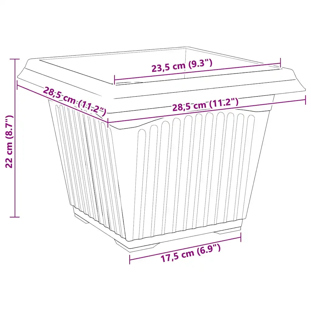 Vaso quadrato per fiori 24 pcs Rosso Mattone Plastica