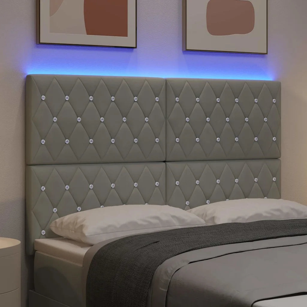 Testiera LED con strisce LED Grigio chiaro 160 cm Velluto 3338366