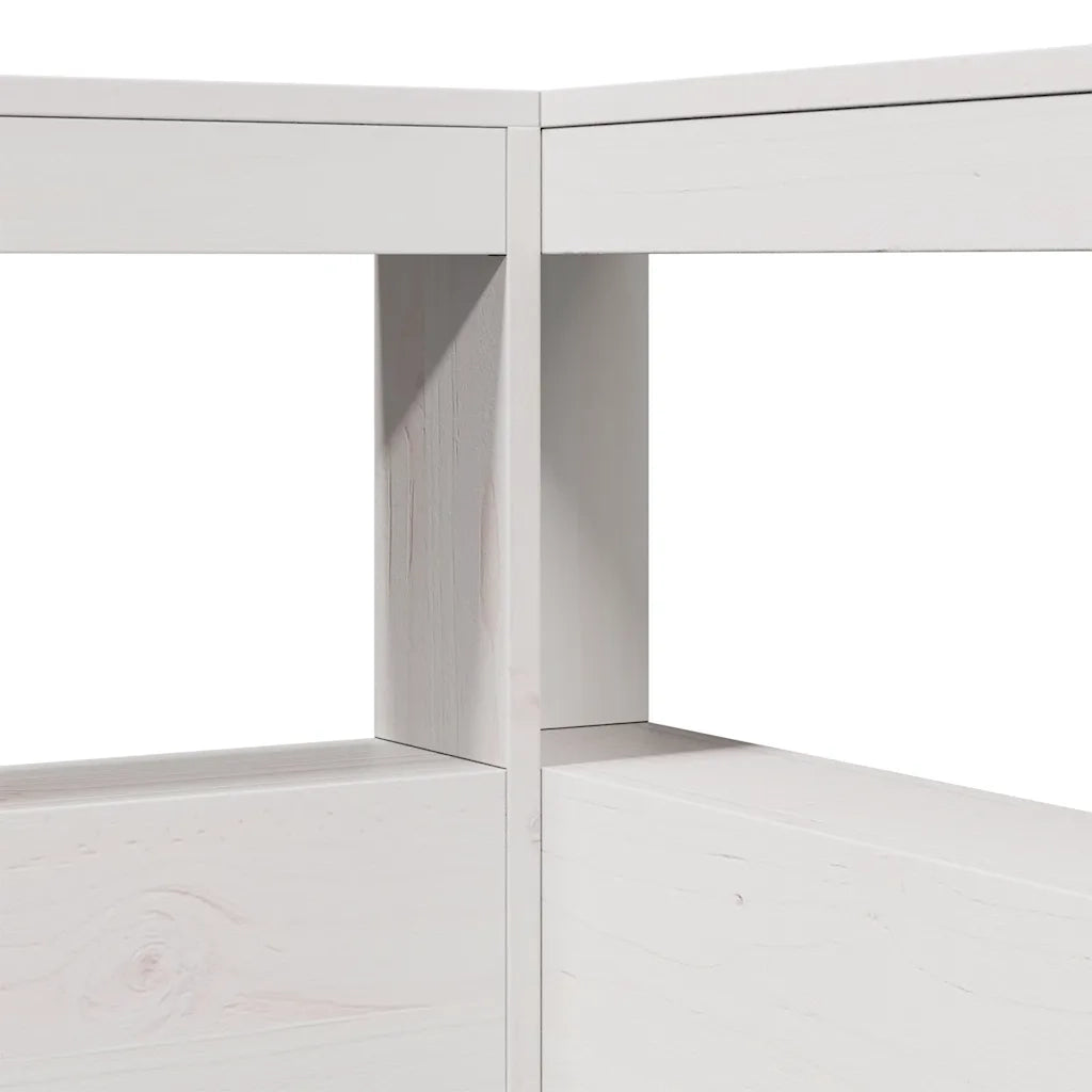 Testiera libreria a L-Testata contenitore Bianca 90 cm in Legno Massello di Pino 803231