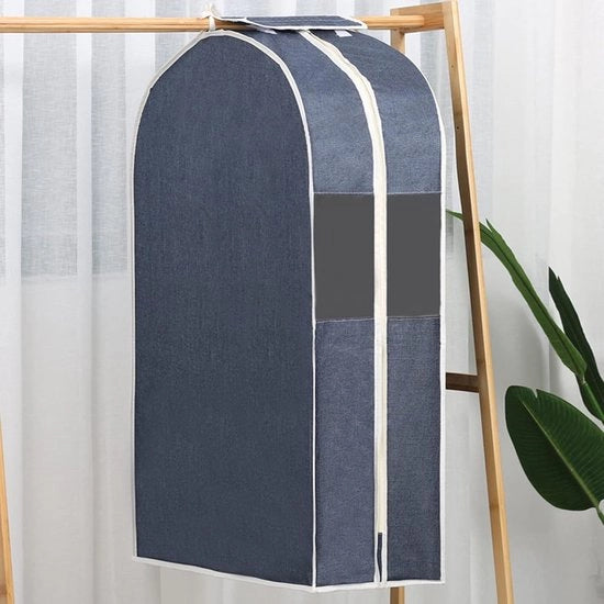 Cassa per abiti con cerniera, cassa per abiti in cotone e lino, cassa per abiti a lungo termine, protezione per giacche e abiti contro la polvere (dimensioni: 120*60*28cm, colore: blu)