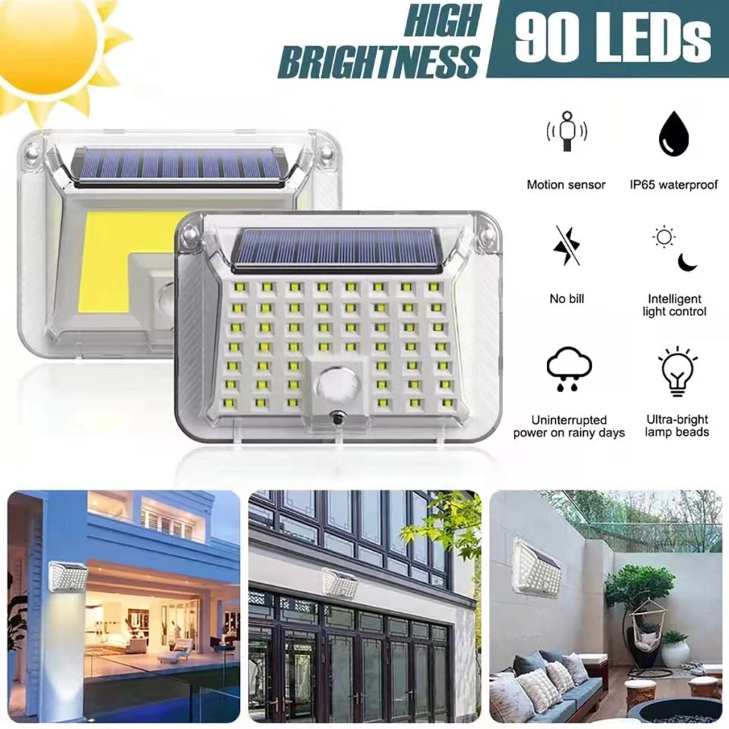 FARO LUCE FARETTO ESTERNO ENERGIA SOLARE 90 LED SMD SENSORE MOVIMENTO TE-B0517