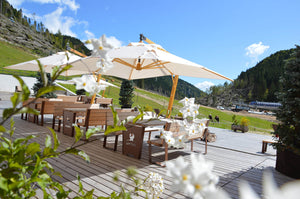 Ombrellone da Giardino Decentrato 3x4m in Legno Telo in Acrilico Danieli Tokio Ecrù