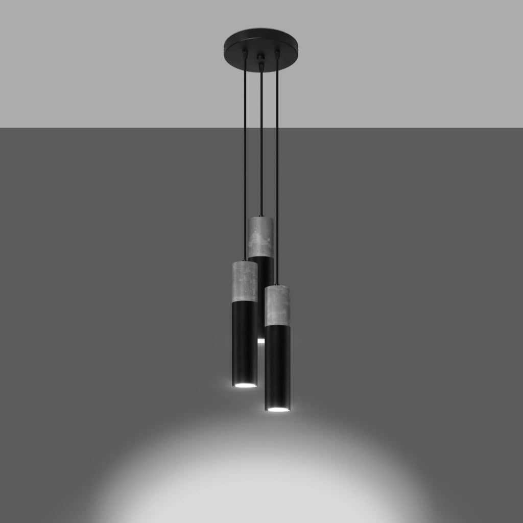 Lampada a sospensione Valero 3 tubi nero/grigio GU10