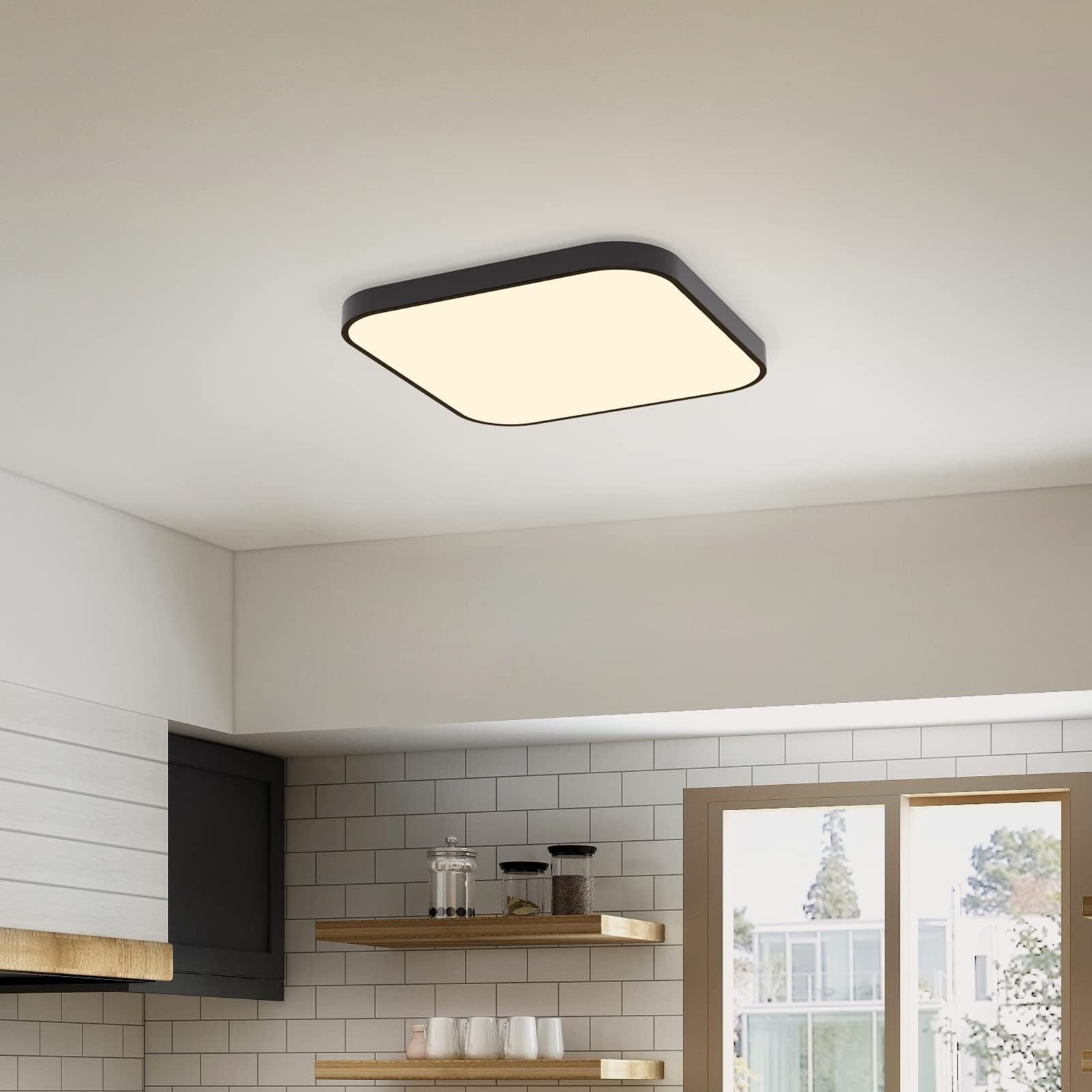ZMH Lampada da soffitto plafoniera LED quadrata piatta 27cm 19W per camera letto corridoio