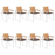 Sedie da Giardino con Cuscini 8 pz in Legno Massello di Teak cod mxl 8697