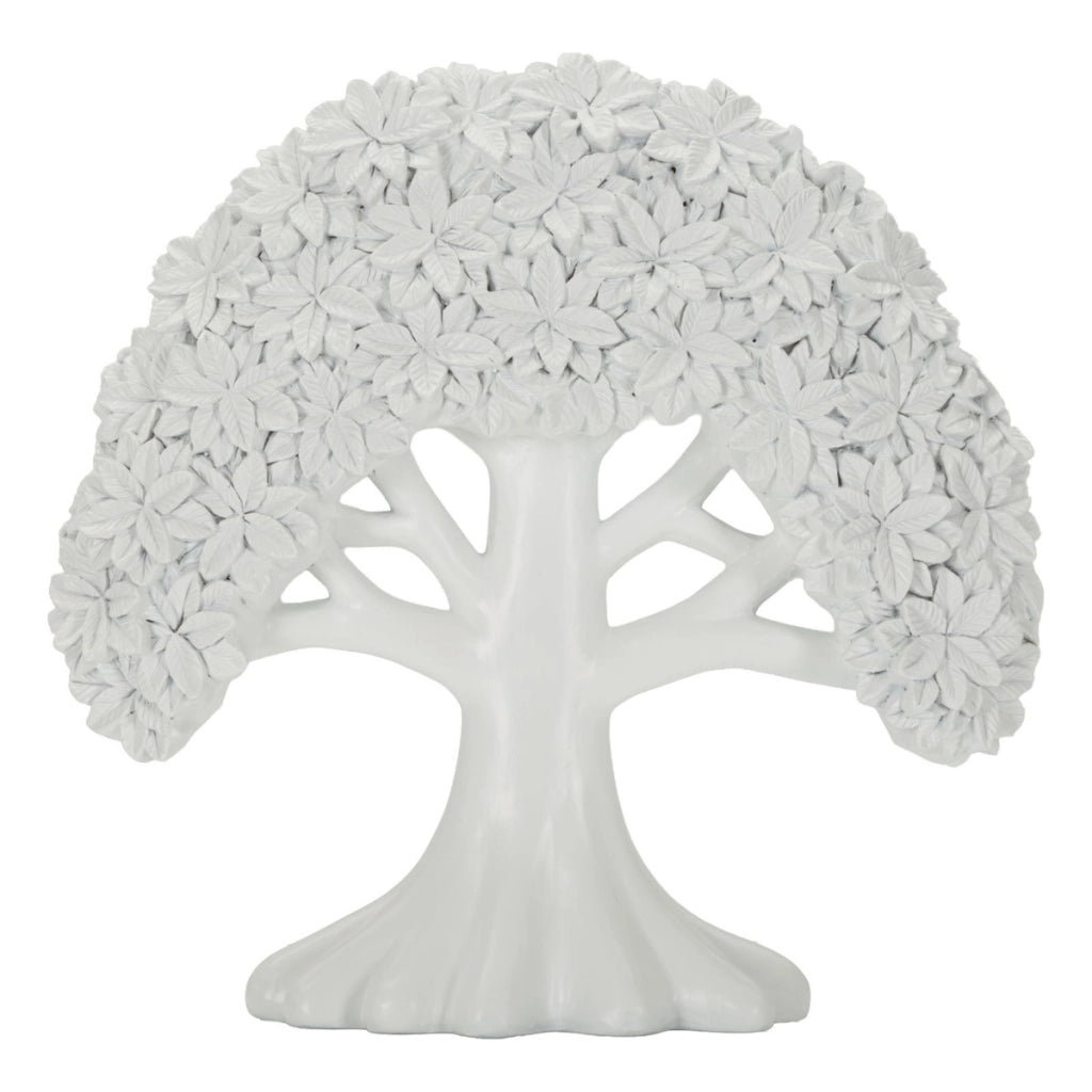 Scultura decorativa Albero in poliresina bianca