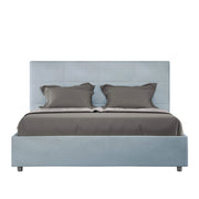 Letto una piazza e mezza con rete imbottito 130x190 microfibra azzurro Mika