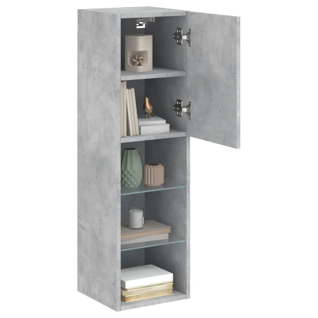 Mobili TV con Luci LED 2pz | Armadietto TV | Mobile Porta TV Grigio Cemento 30,5x30x102 cm