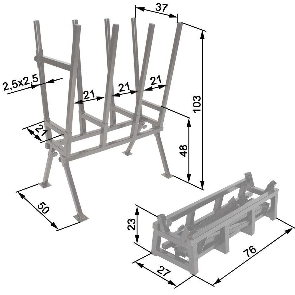 Cavalletto per tronchi sega 4 supporti 76 cm 3408033