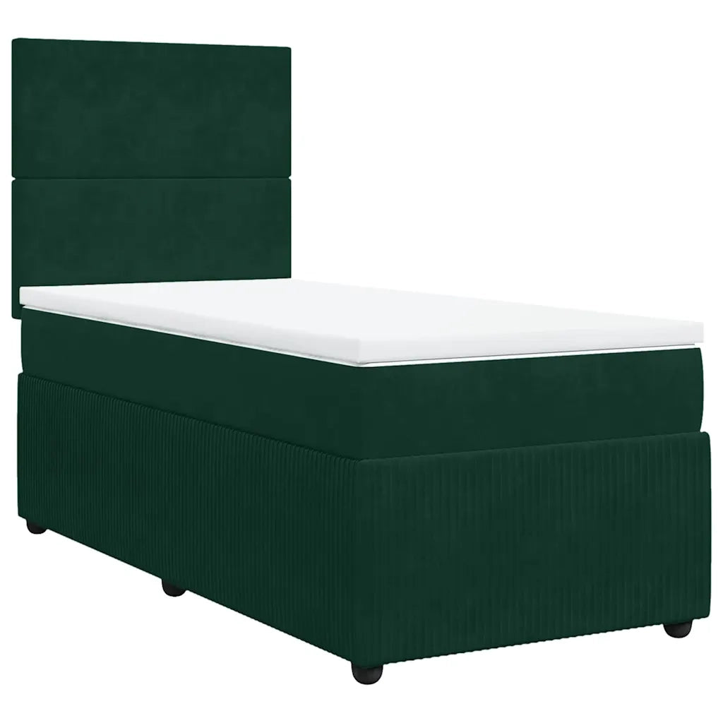 Giroletto a Molle con Materasso Verde Scuro 80x200 cm Velluto
