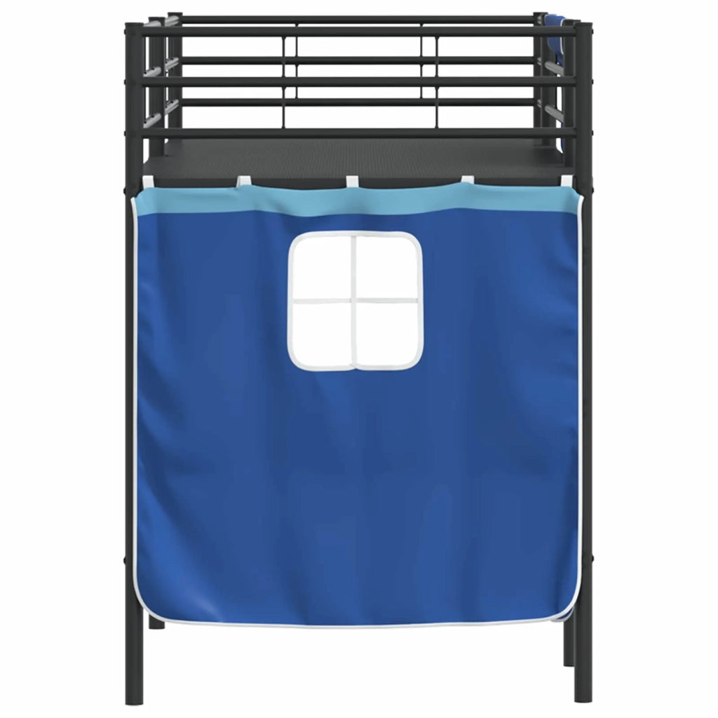 Struttura del Letto Loft per Bambini con Tendine-Giroletto per bambini Nero e Blu 174566