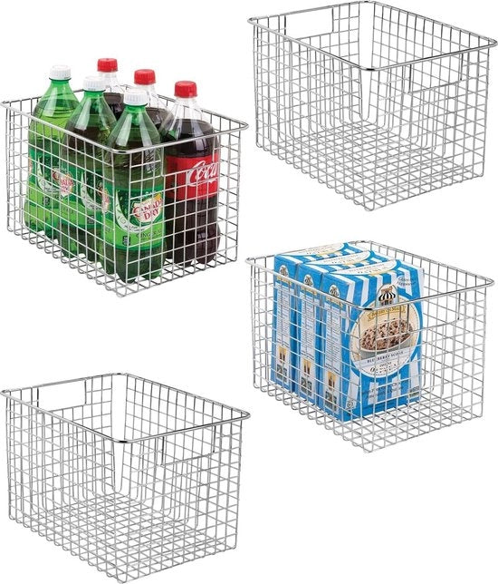 Set di 4 maniglie multifunzionali in metallo - contenitore di archiviazione flessibile per cucina, armadietto e simili - maniglia compatta e universale con manubri - finitura cromata