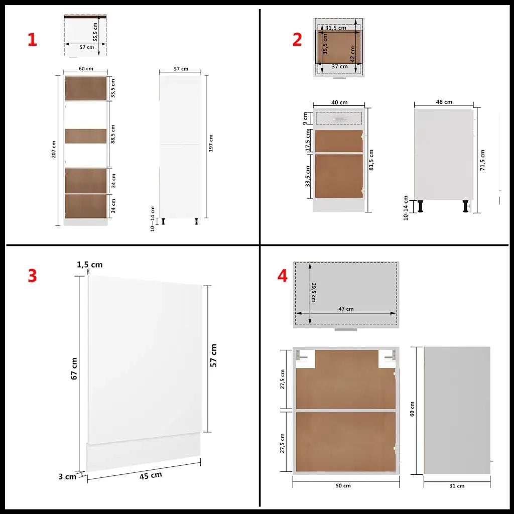 Set Armadi da Cucina 7 pz Lyon Bianco in Truciolato 3067631