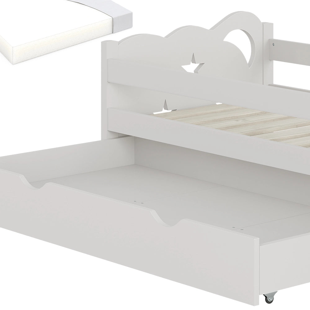 Vitalispa Letto per bambini Bianco 70x140 cm con cassetto e materasso