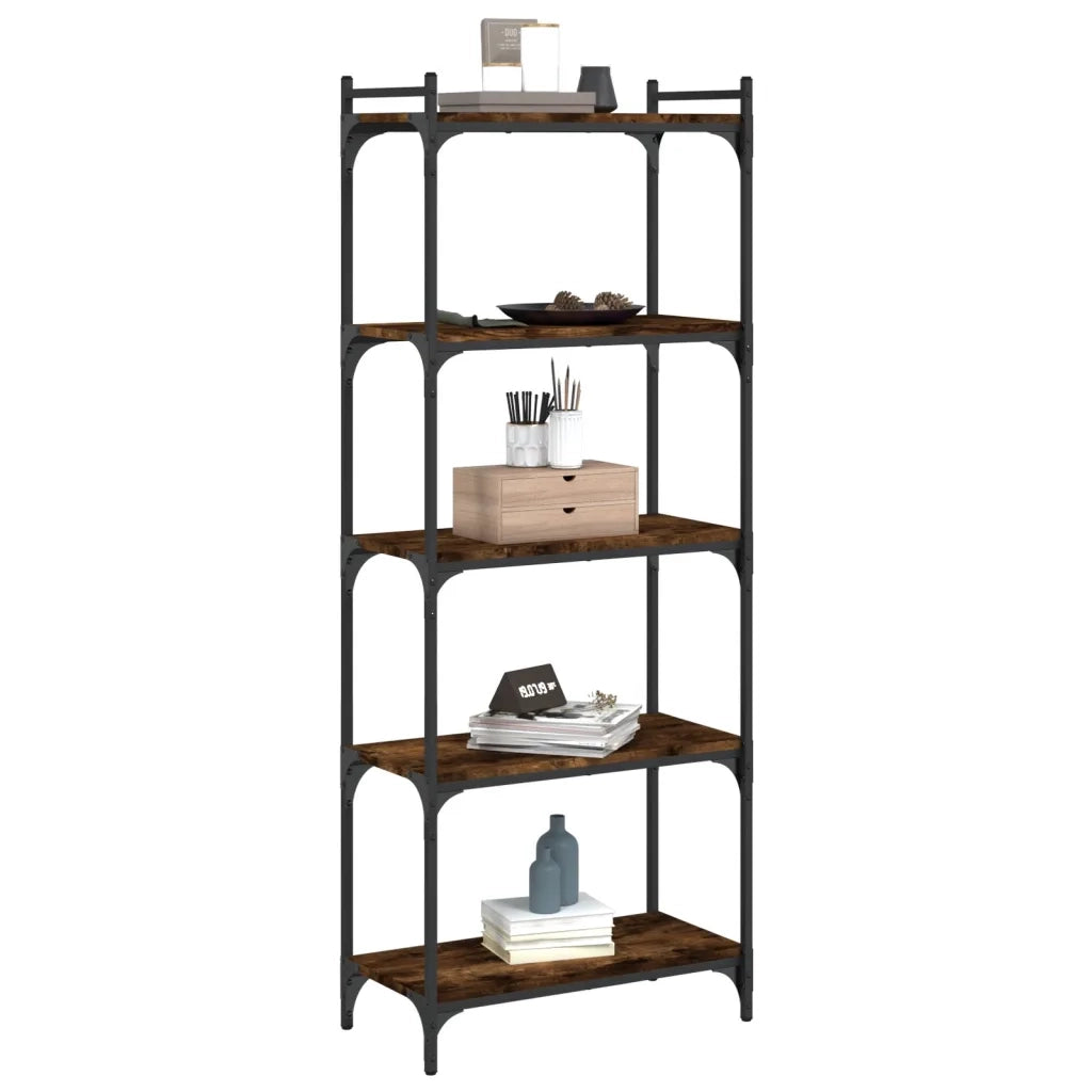 Libreria a 5 Ripiani Rovere Fumo 60x30x154 cm Legno Multistratocod mxl 132492