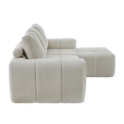 Divano angolare modulare in corduroy con design segmentato - per soggiorno e ufficio - beige