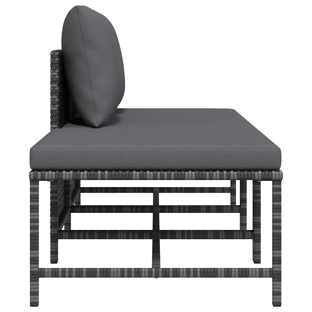 Salotto da Giardino-Set Divani da Giardino3 pz con Cuscini Grigio in Polyrattan