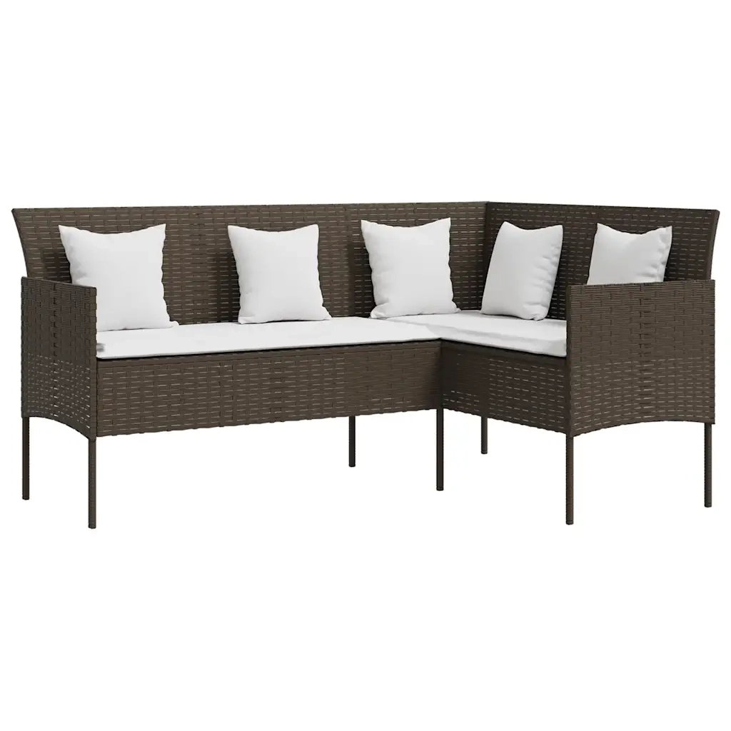 Set Divano a L con Cuscini 5 pz Marrone in Polyrattan 318577