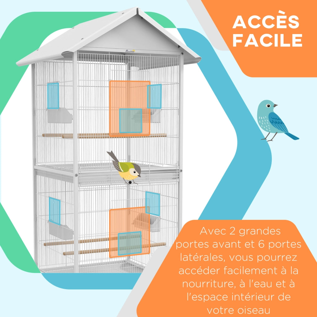 Gabbia per uccelli voliera ¨C zephmum ¨C metallo con ruote e accessori