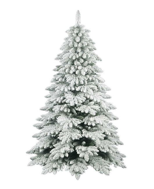 Albero di Natale Artificiale Floccato Effetto Realistico Innevato 150 cm 515 Rami Bianco Effetto Neve