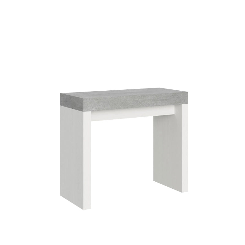 Consolle allungabile 90x40/196 cm Roxell Mix Small piano Bianco Frassino - Cemento/Bianco Frassino