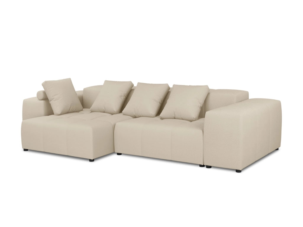 Cosmopolitan Design - Divano angolare modulare reversibile "Rome" 4 posti in tessuto strutturato beige 