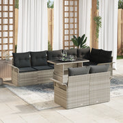 Set di 9 Pezzi di Divani da Giardino con Cuscini Grigio Chiaro in Rattan Plastica