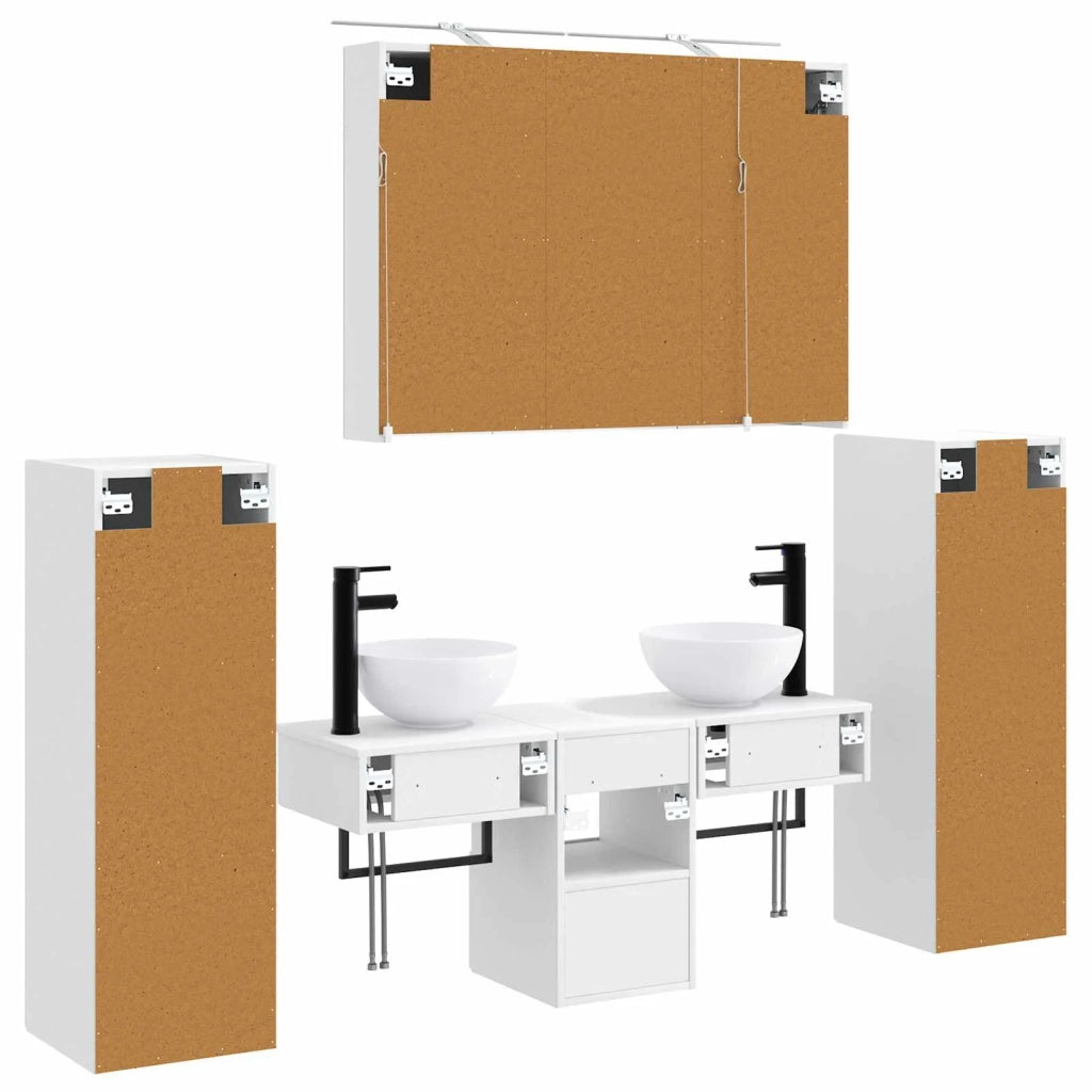Set di mobili per il bagno Montaggio a parete 6 pcs Bianco 3407111