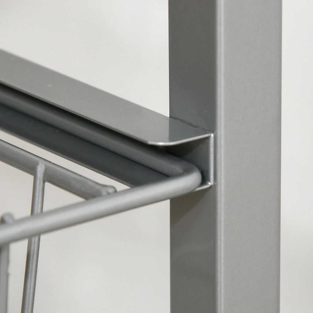 EasyComfort Carrello da Cucina Salvaspazio con 4 Cesti Estraibili in Legno e Acciaio, 36.5x36.5x89 cm, Argento e color Legno