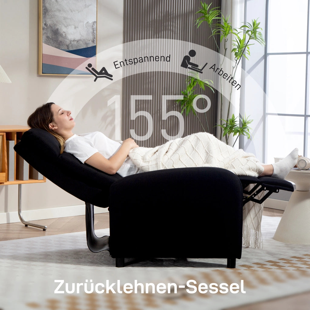 Poltrona Relax Reclinabile Massaggiante in Tessuto ¨C Zephmum ¨C Nero