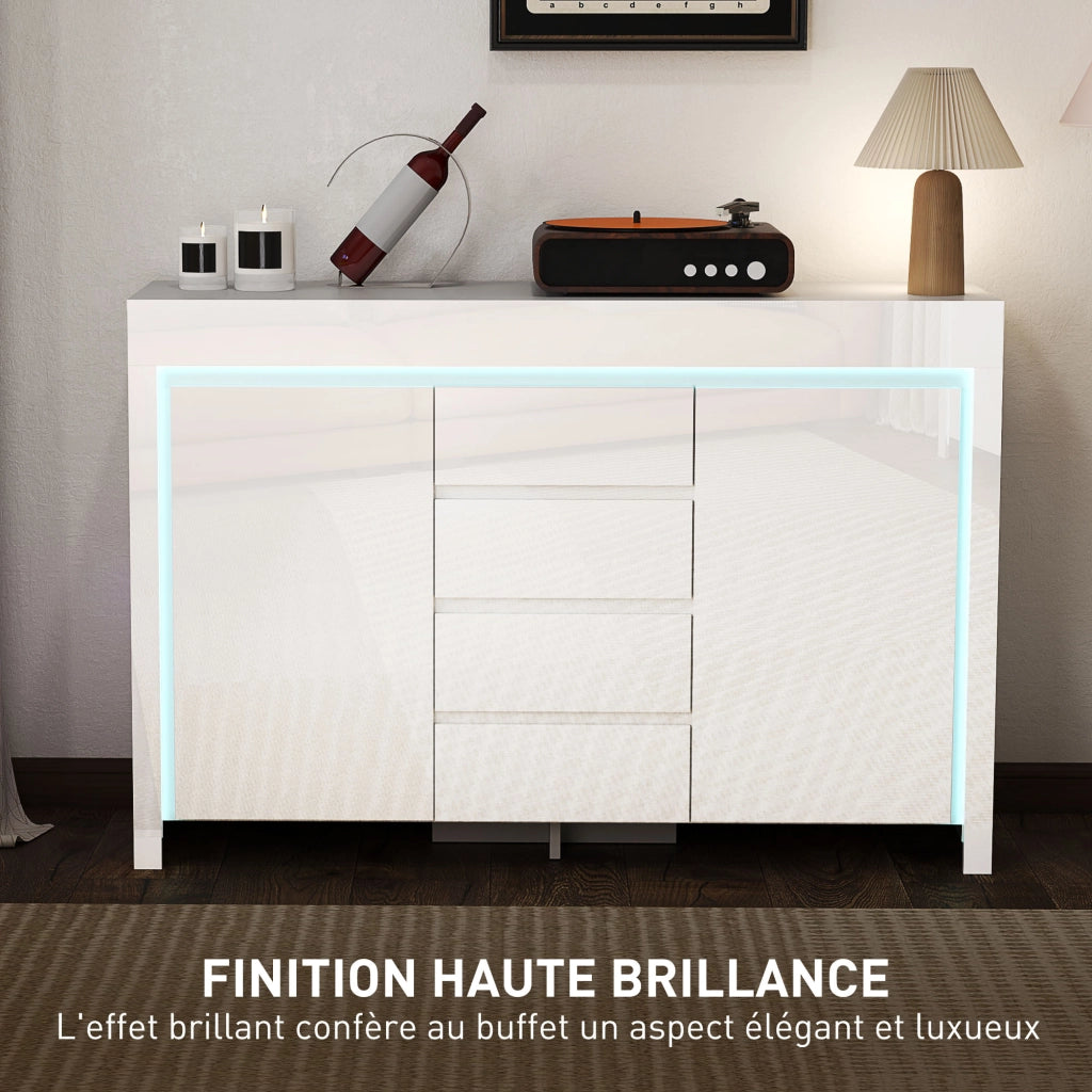 Buffet con cassetti e ante ¨C zephmum ¨C 120x34x80 cm bianco lucido