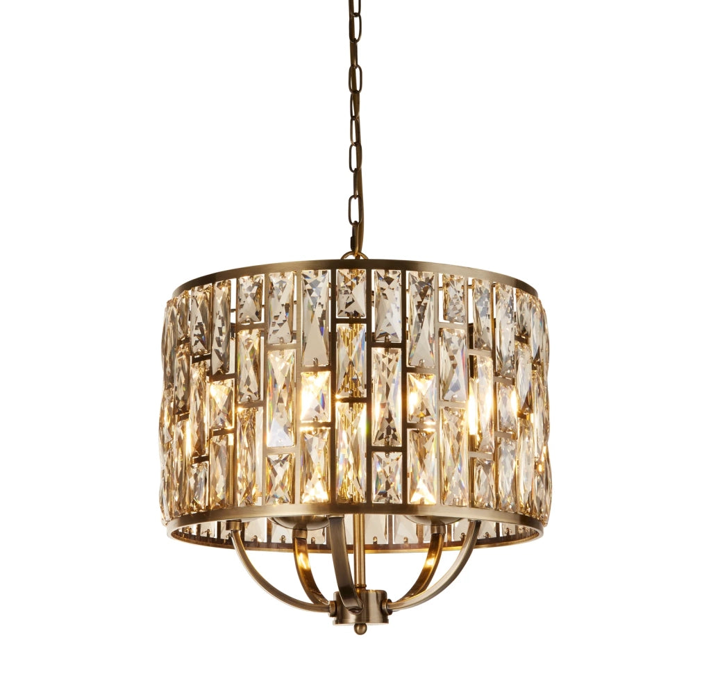 Lampadario Classico Gioiello Acciaio Ottone Vetro 5 Luci E14