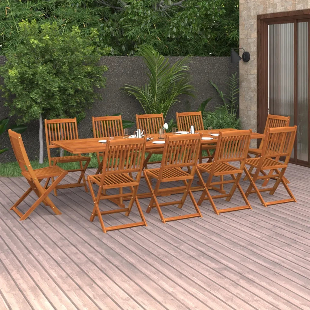 Set da Pranzo da Giardino 11 pz 280x90x75 cm Massello di Acacia 3086992