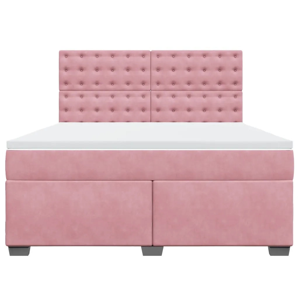 Giroletto a Molle con Materasso Rosa 180x200 cm in Velluto 3290995