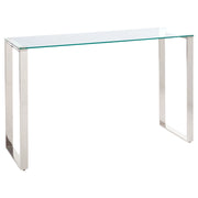 Consolle in vetro temperato trasparente placcato e acciaio inox 120 x 40 cm soggiorno camera da letto