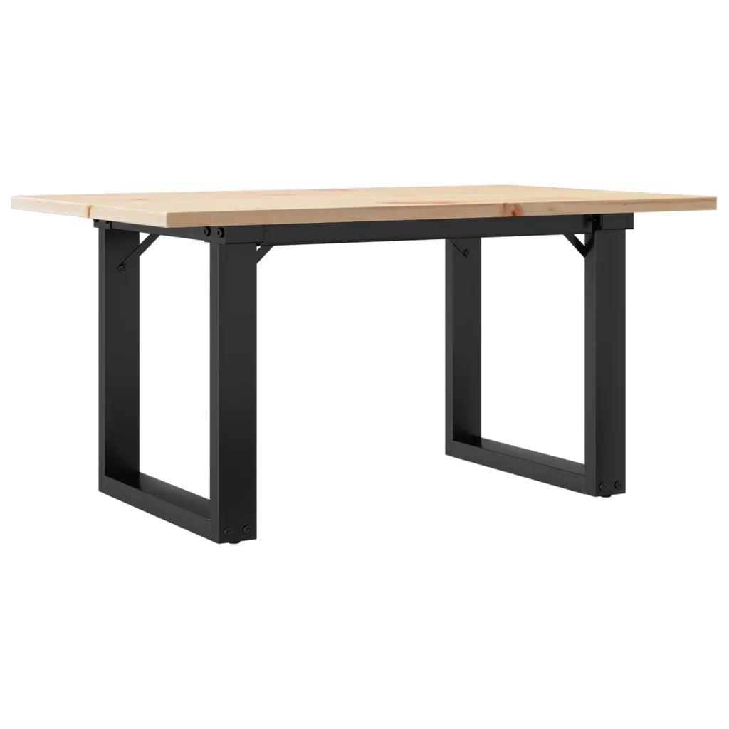Tavolino da Salotto Telaio a O-Tavolino da soggiorno-Tavolo 80x50x40cm Legno Pino e Acciaio