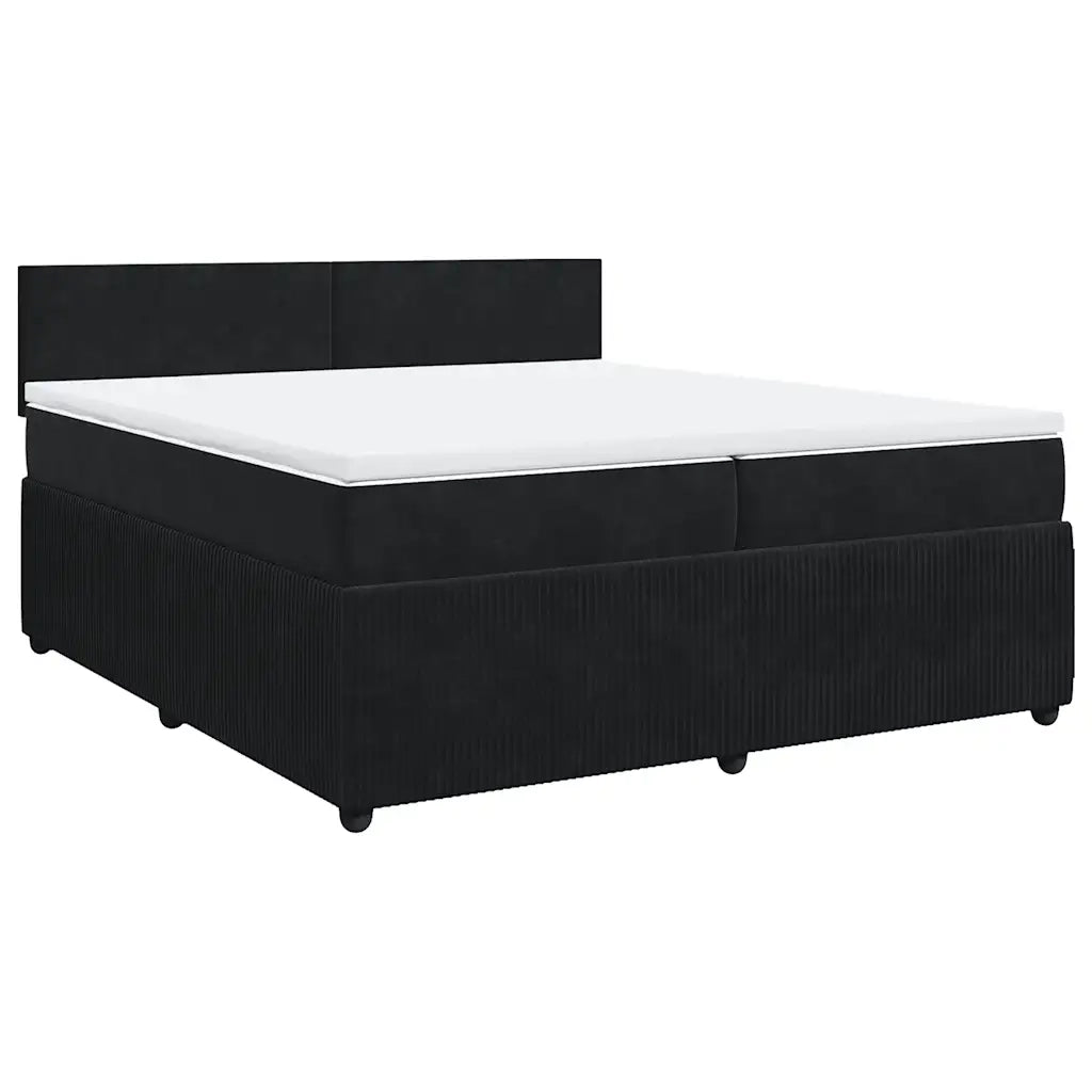 Giroletto a Molle con Materasso Nero 200x200 cm in Velluto 3290126