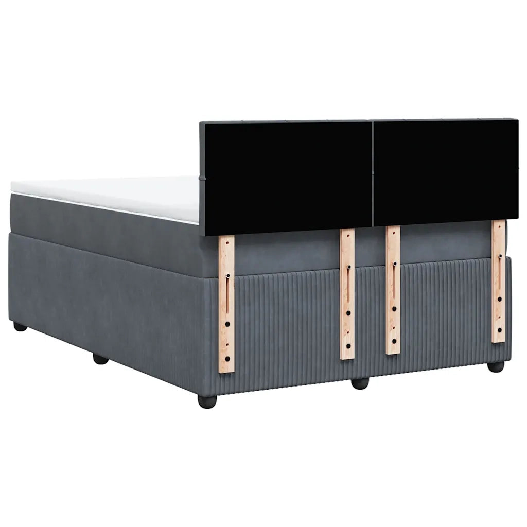 Giroletto a Molle con Materasso Grigio Scuro 140x190 cm Velluto 3287735
