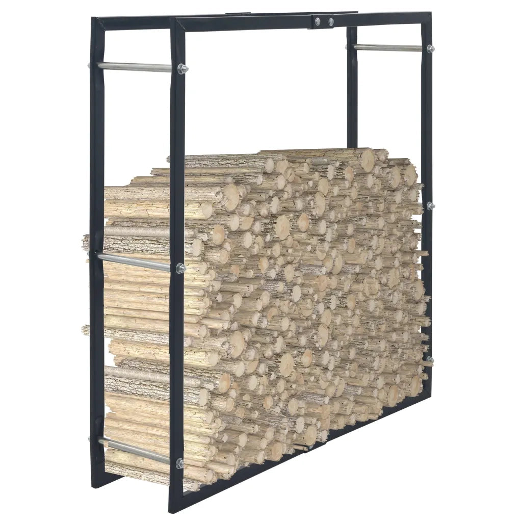 Rastrelliera per Legna da Ardere Nera 100x25x100 cm in Acciaio cod mxl 6347