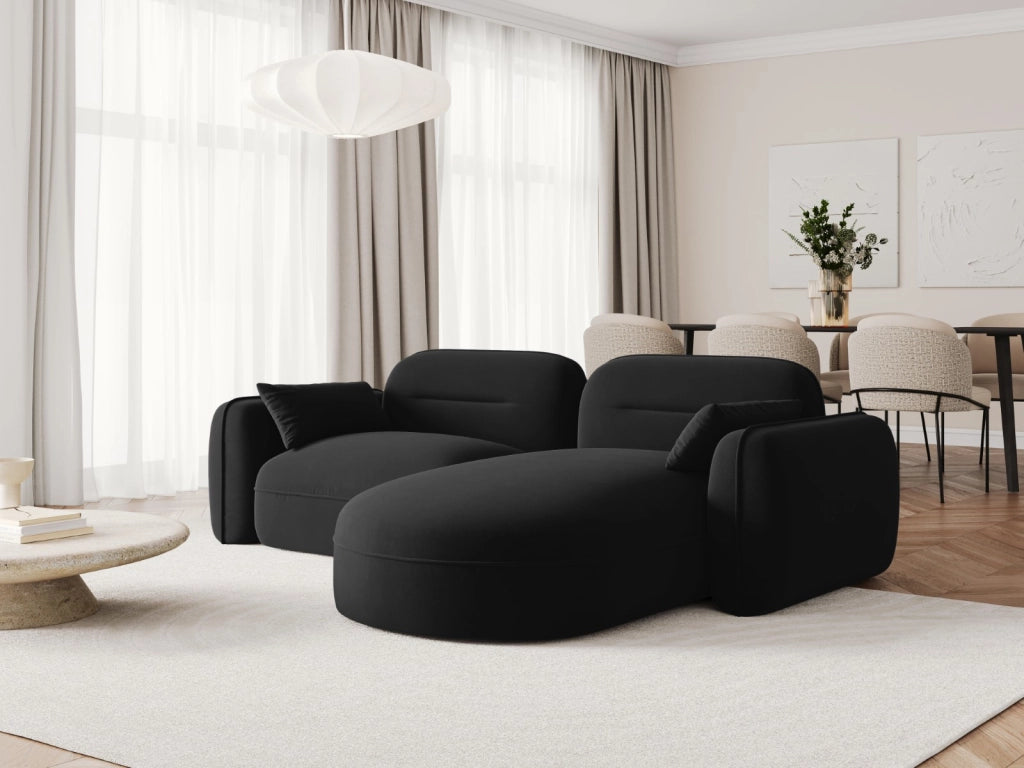 Cosmopolitan Design - Divano angolare modulare destro "Sydney" 3 posti in velluto nero 