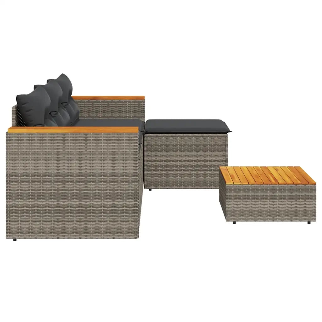 Set Divani da Giardino 3 pz | Set Salotto da Giardino con Cuscini Grigio in Polyrattan