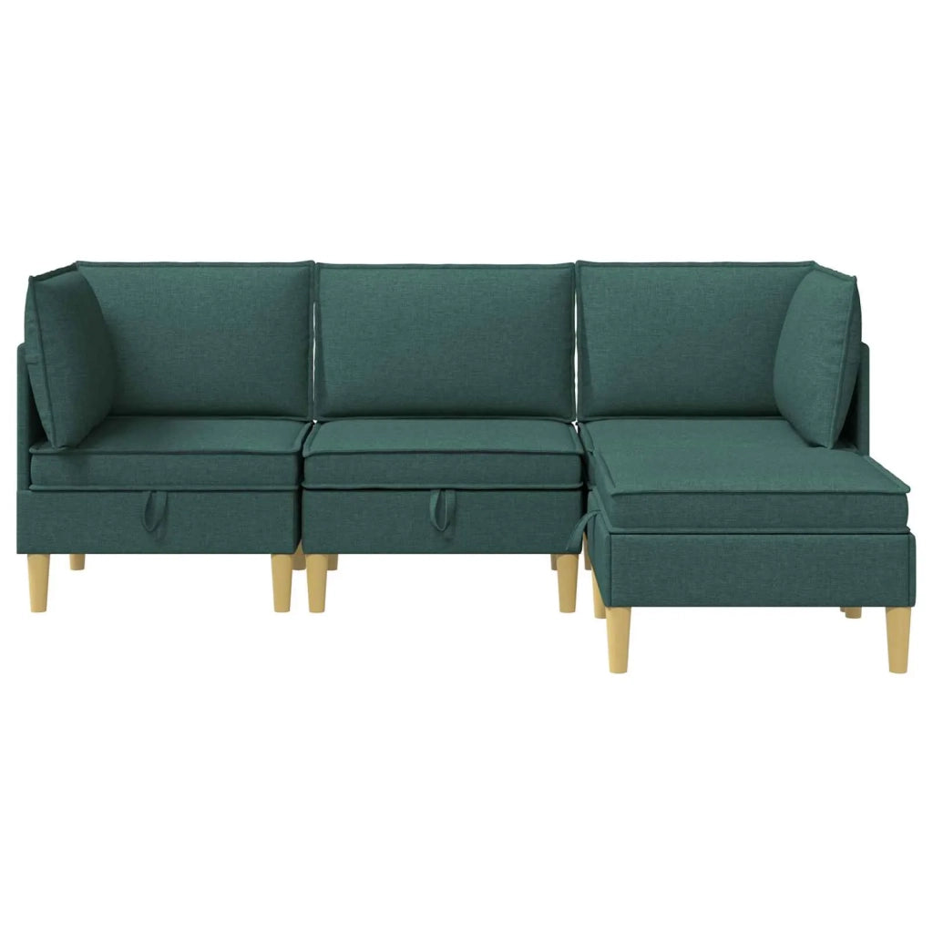 Set di mobili per il soggiorno 4 pcs Verde Scuro Tessuto 3413700