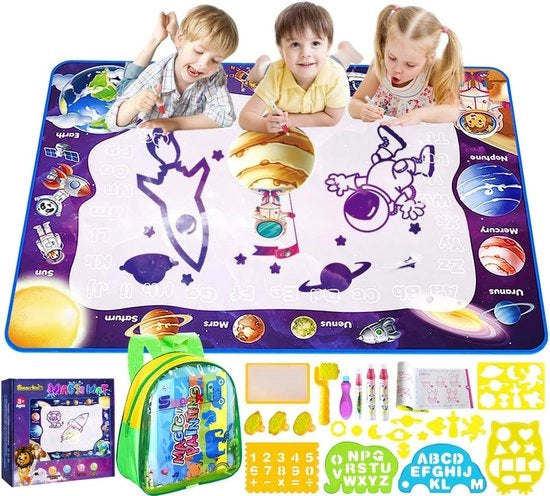 Tavolo di Disegno per Bambini con Tasca - 100 x 70 cm - Giocattoli Educativi - Riciclabile Incl. 26 Accessori