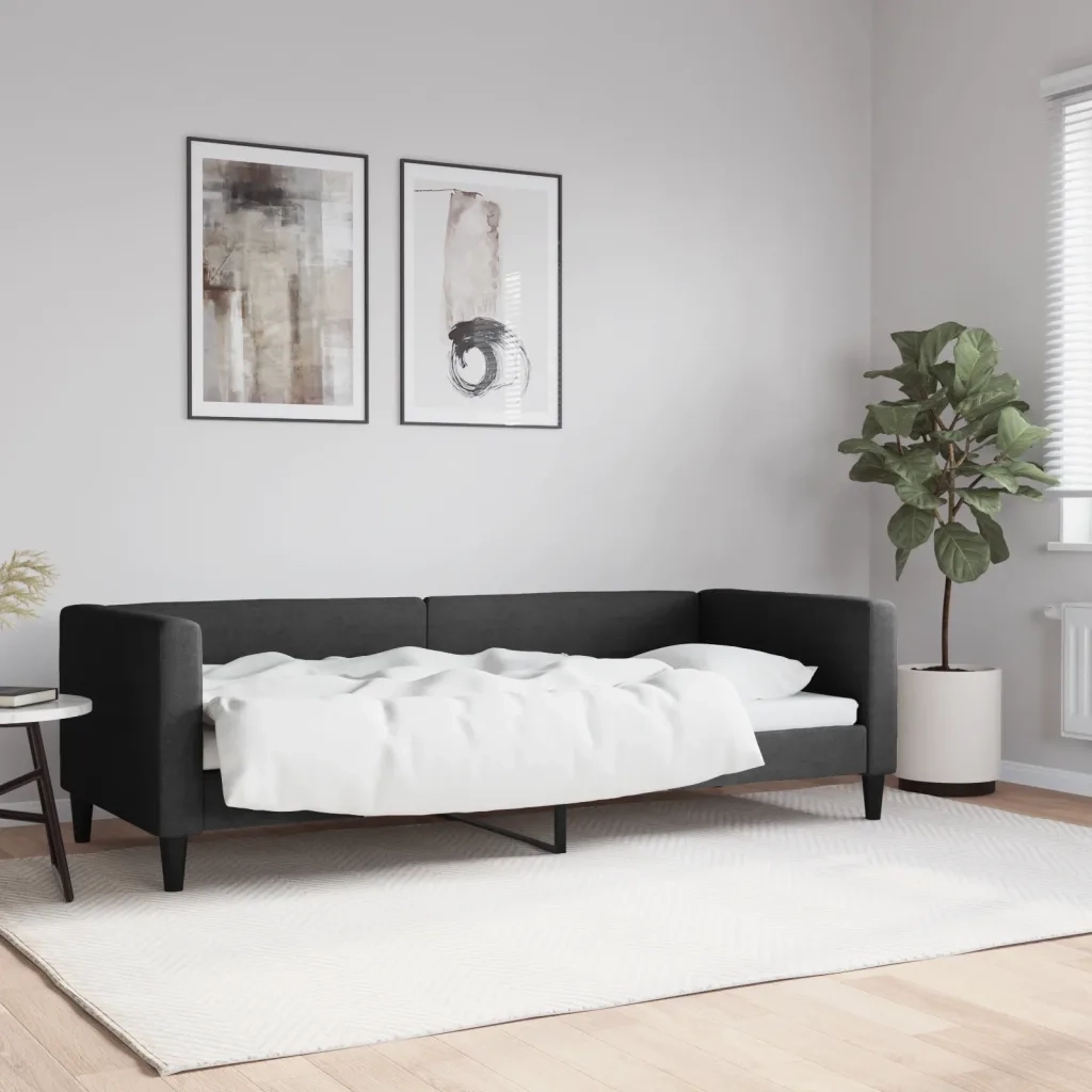 Letto singolo | Letto per adulti | Letto da Giorno Nero 80x200 cm in Tessuto