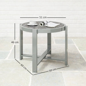 Tavolino da Caff¨¨ Rotondo ¨C MINIMAL ¨C Effetto Marmo, Alluminio, Grigio