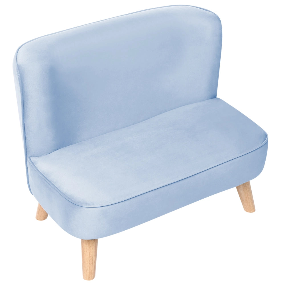 Divano per bambini rivestito in velluto senza braccioli azzurro per bambini piccoli stile moderno