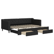 Divano letto | Sof¨¤ letto | Letto singolo Estraibile con Cassetti Nero 80x200 cm in Tessuto