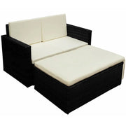Set Divani da Giardino 2 pz con Cuscini in Polyrattan Nero cod mxl 34804